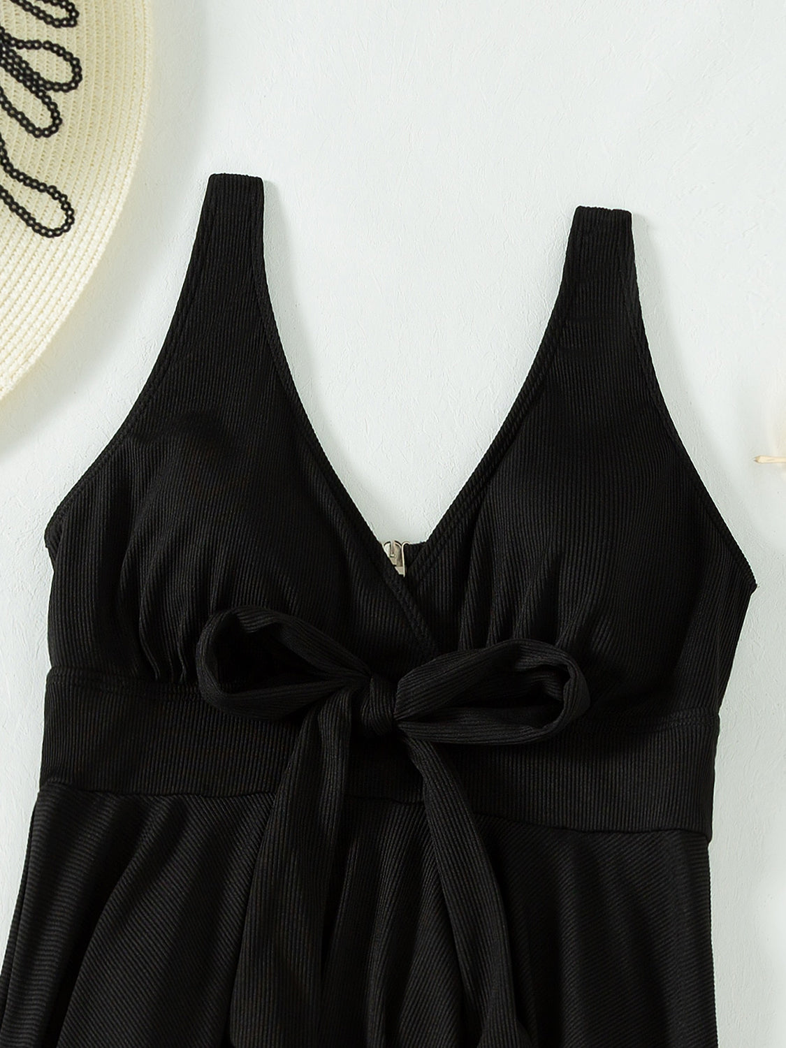 Ivyshape | Tied V-Neck Wide Strap One-Piece Swimwear