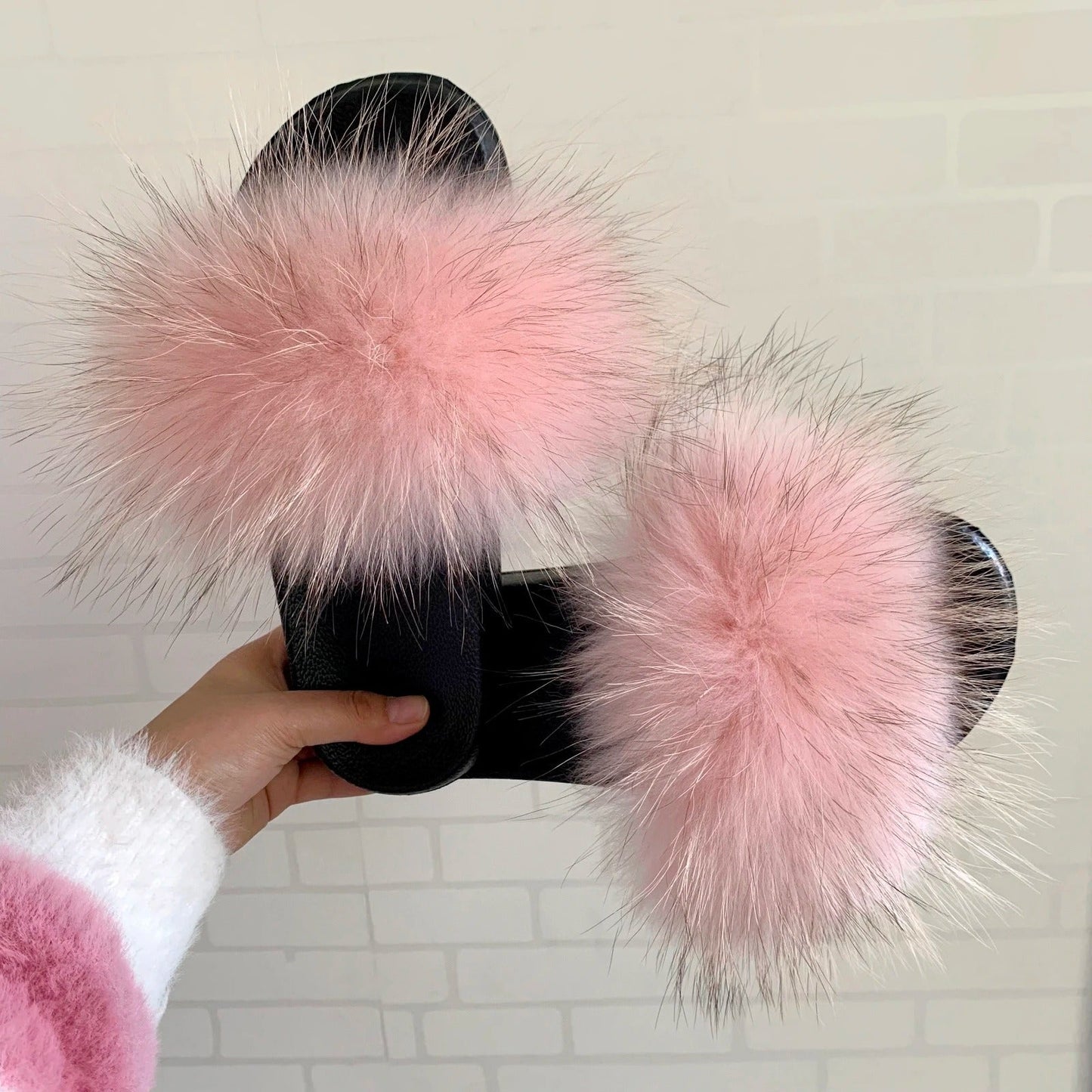 Fluffy Real Fur Slippers for Women