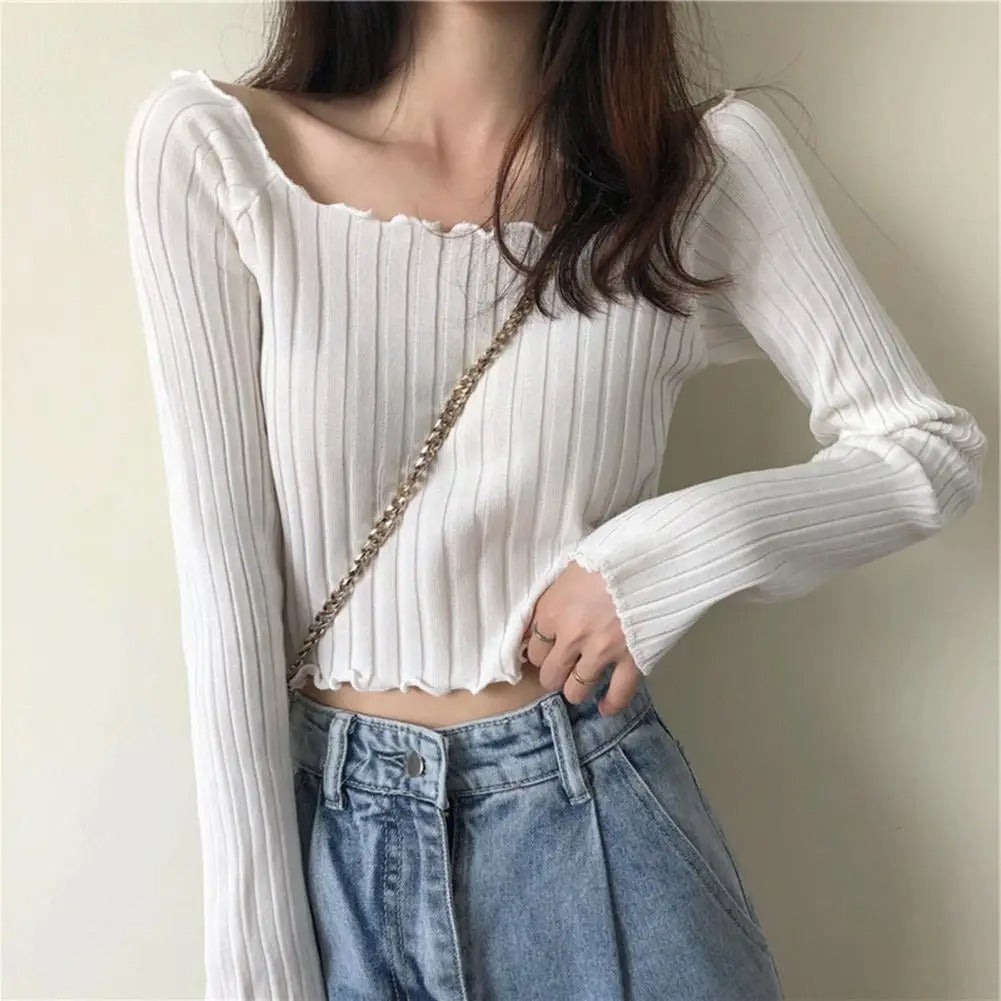 Stylish Slim Fit Knit Blouse for Women