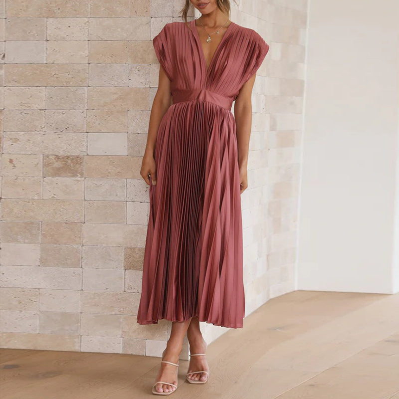 Ivyshape | Women's Chic Pleated Dress Bold