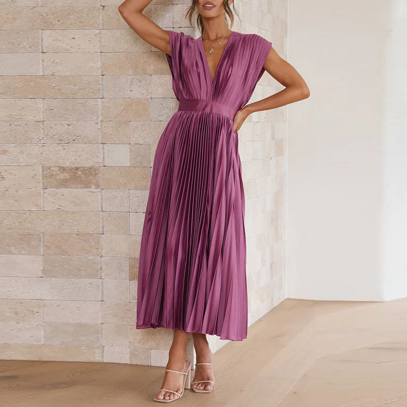 Ivyshape | Women's Chic Pleated Dress Bold