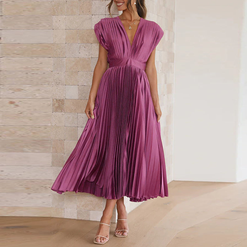 Ivyshape | Women's Chic Pleated Dress Bold