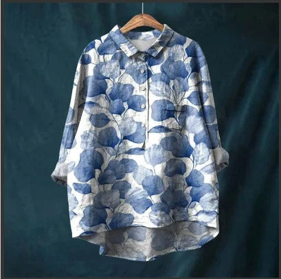 Vibrant Floral Print Blouse for Women (2XL)