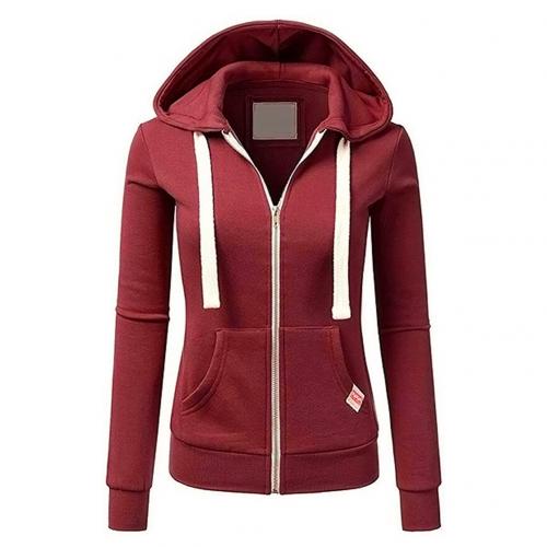 Ivyshape | Wool Zip-Up Hoodie Jacket for Women