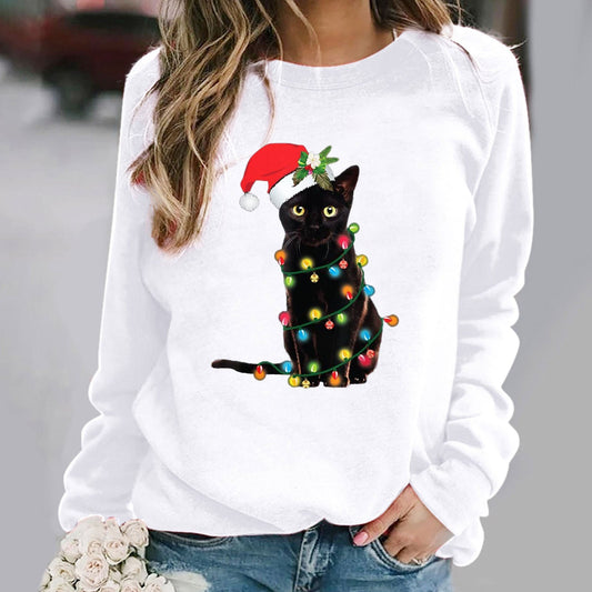 Ivyshape | Windproof Fleece Christmas Cat Jumper for Women