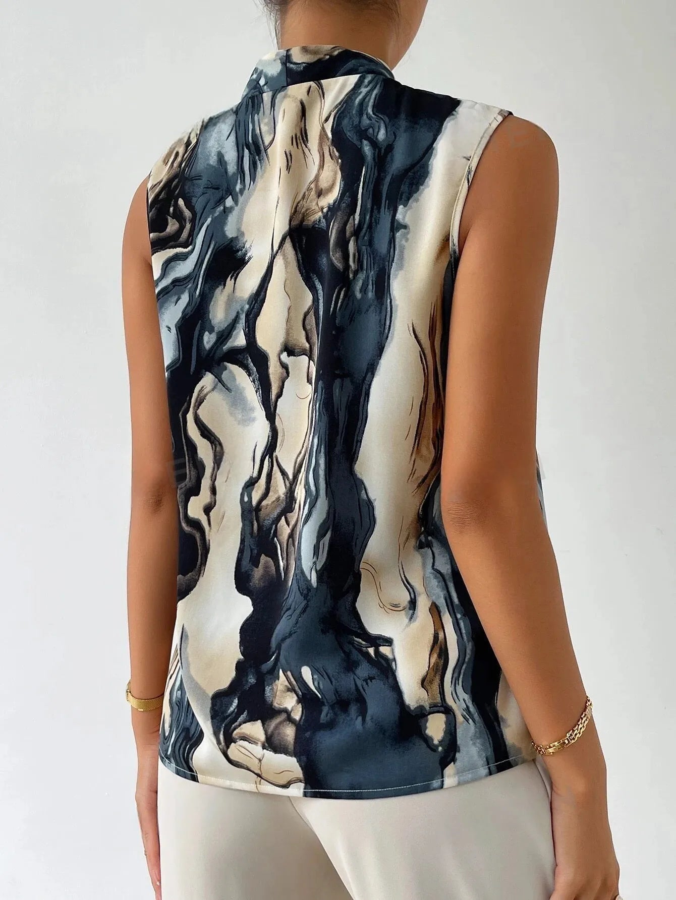 Modern Marble Print Blouse for Women