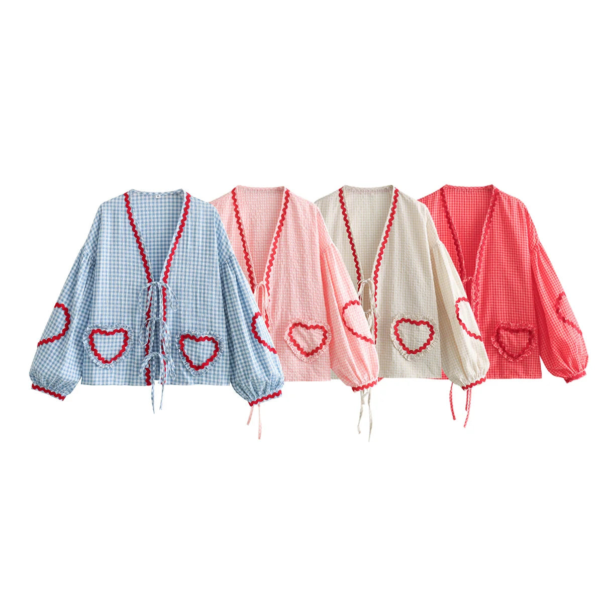 Chic Vintage Heart Pocket Blouse for Women