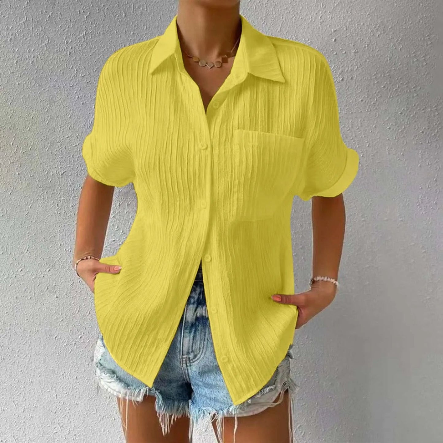 Minimalist Buttoned Blouse for Women