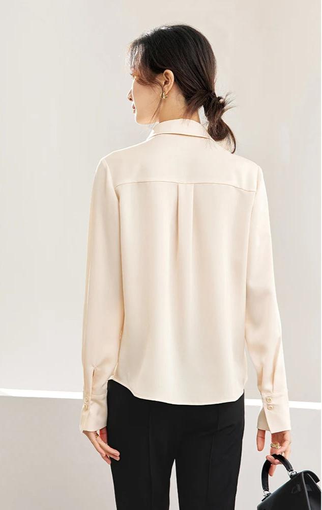 Elegant Long Sleeve Polo Collar Shirt for Women