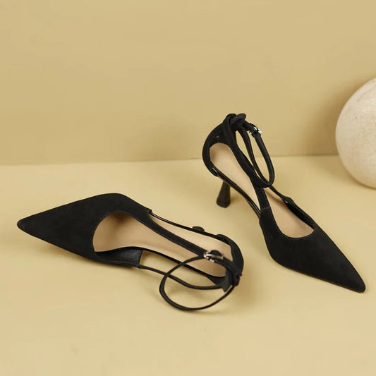 Black Suede Pointed Toe Heels