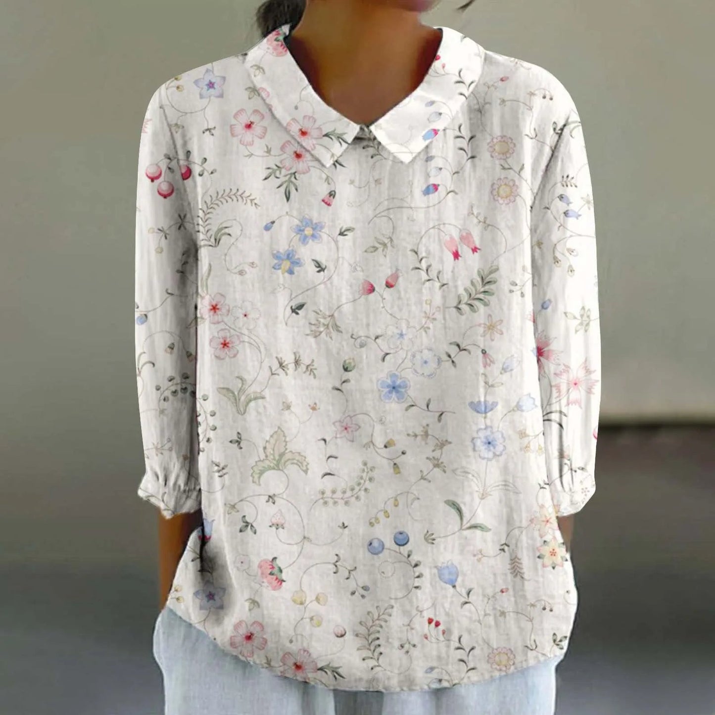 Retro Print Casual Blouse for Women (Medium)