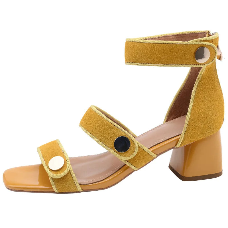 Suede Block Heel Sandals