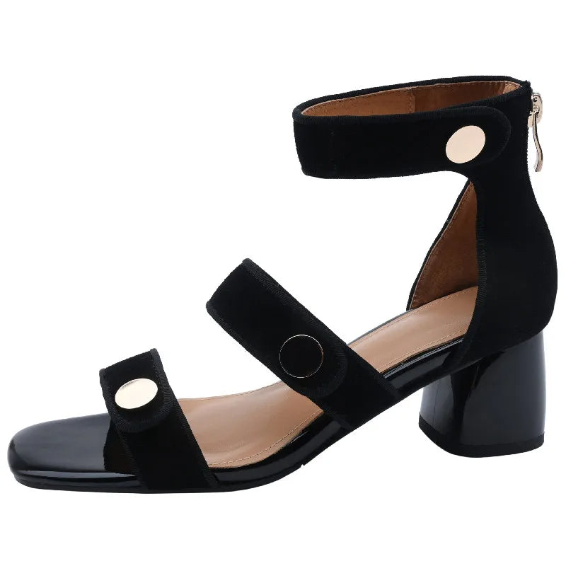 Suede Block Heel Sandals