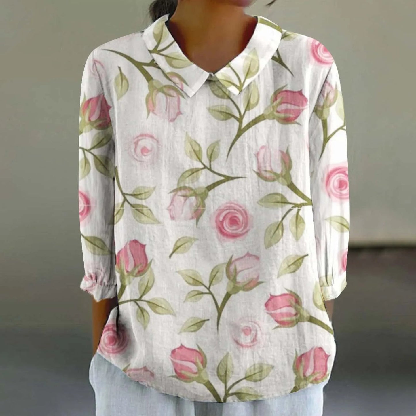 Retro Print Casual Blouse for Women (3XL)