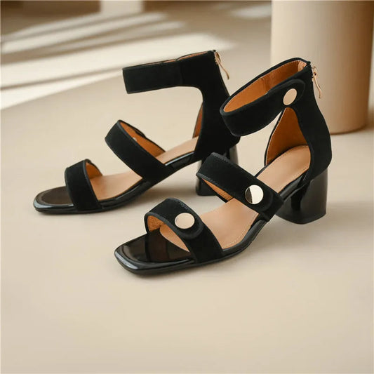 Suede Block Heel Sandals