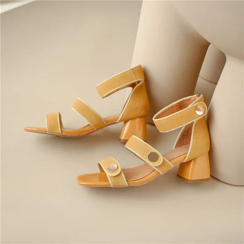 Suede Block Heel Sandals