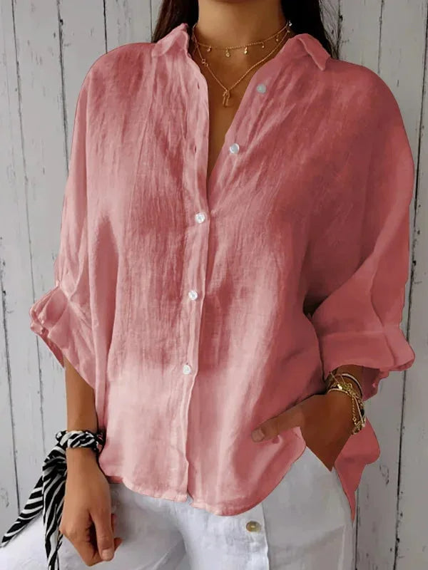 Ivyshape | Women's Linen Blouse Plain