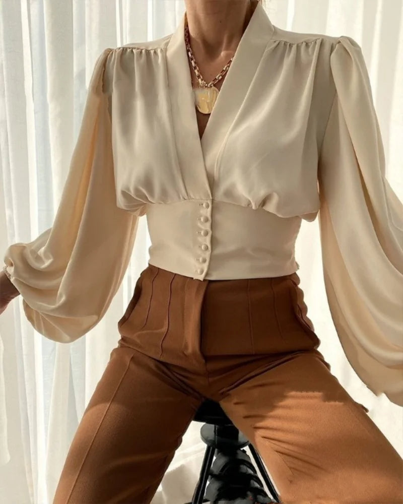 Elegant Lantern Sleeve Blouse for Women