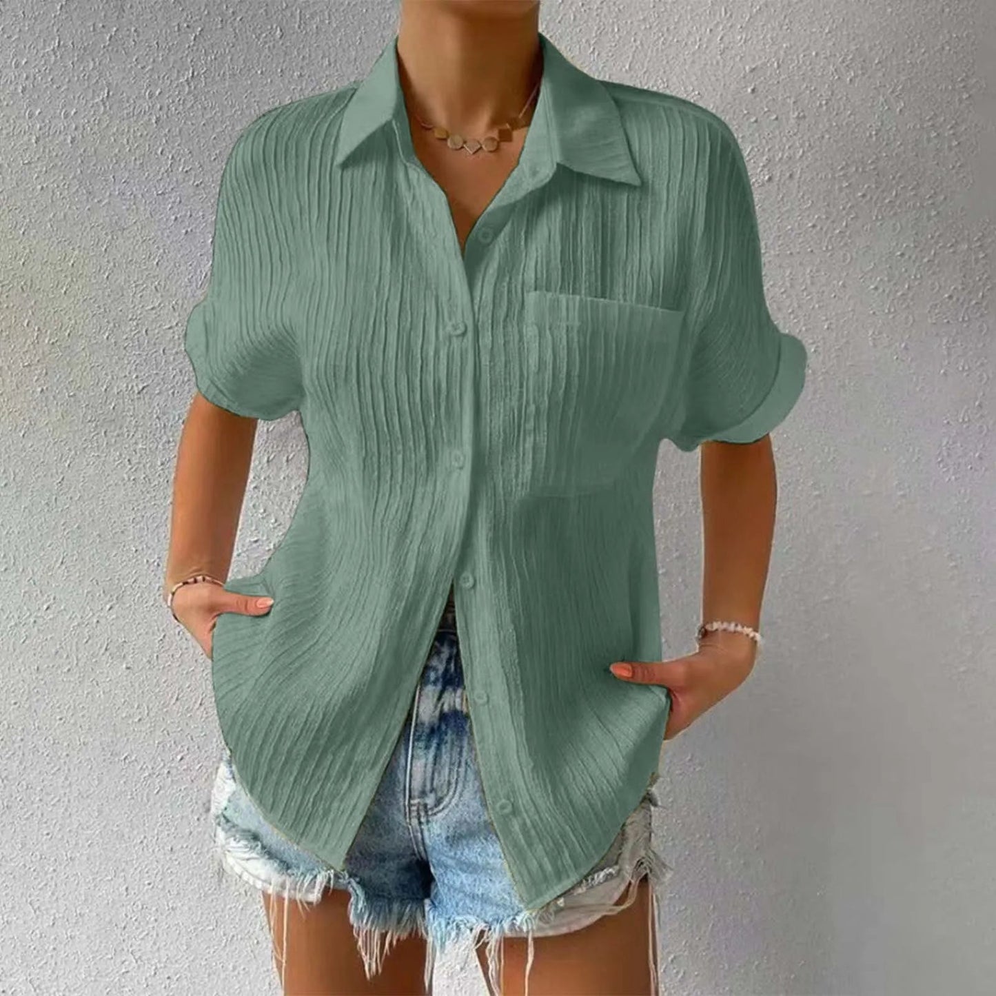 Minimalist Buttoned Blouse for Women