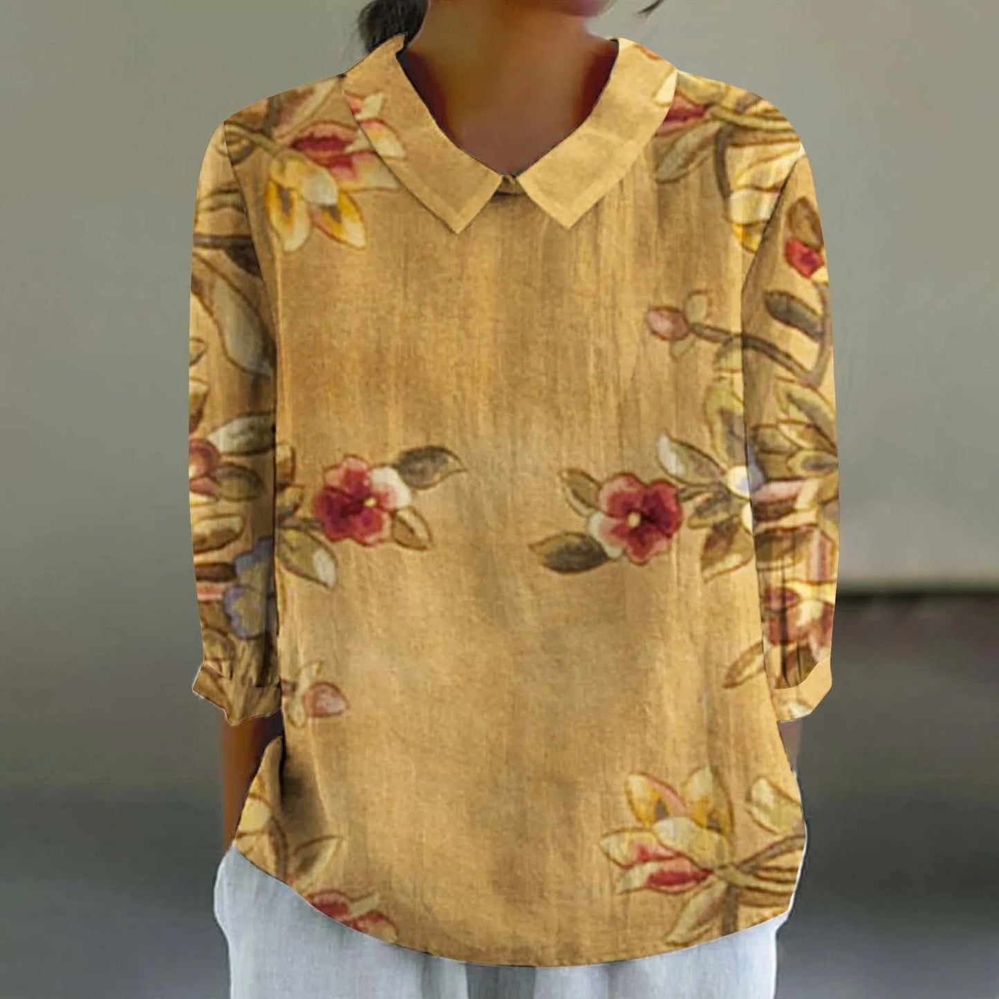 Retro Print Casual Blouse for Women (3XL)