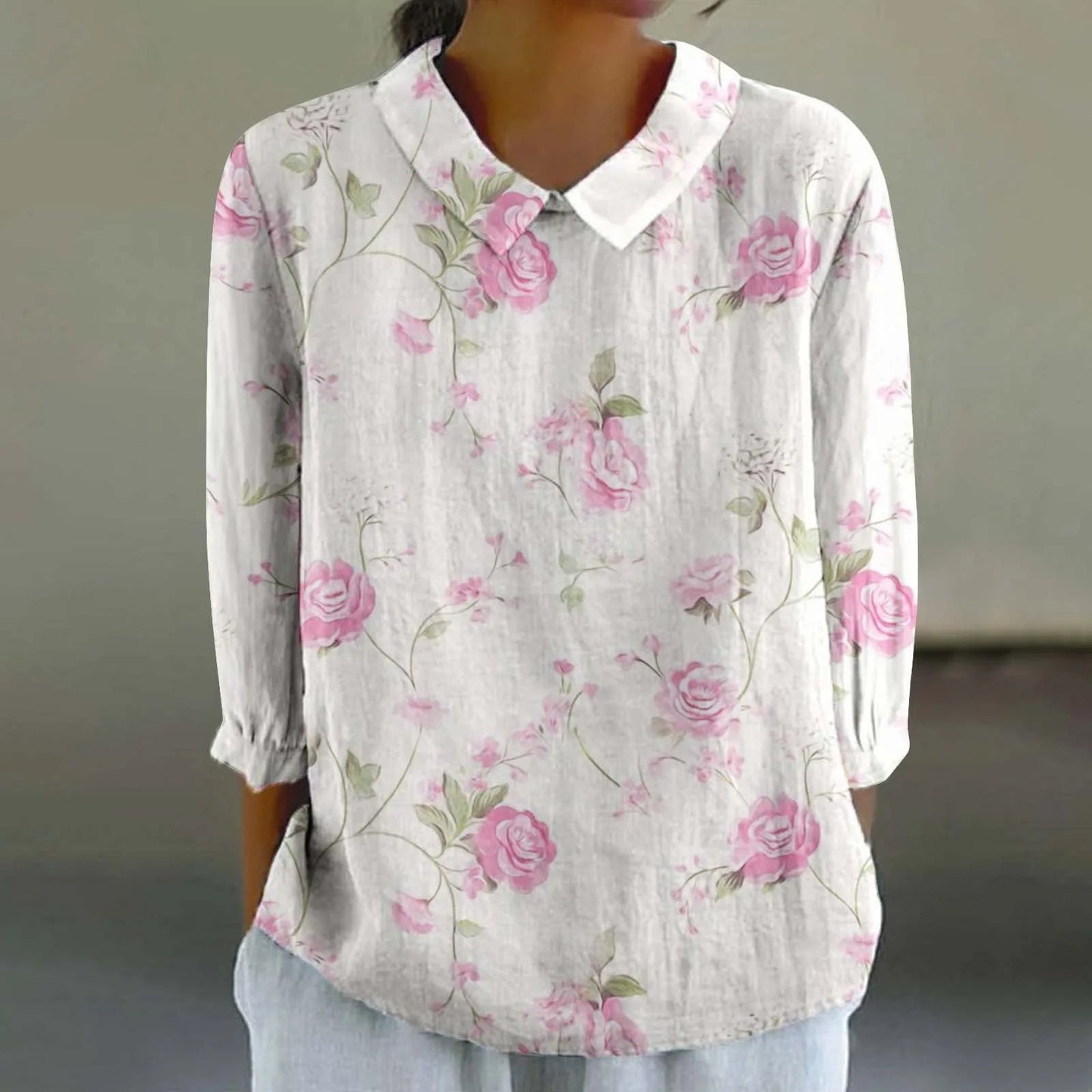 Retro Print Casual Blouse for Women (3XL)