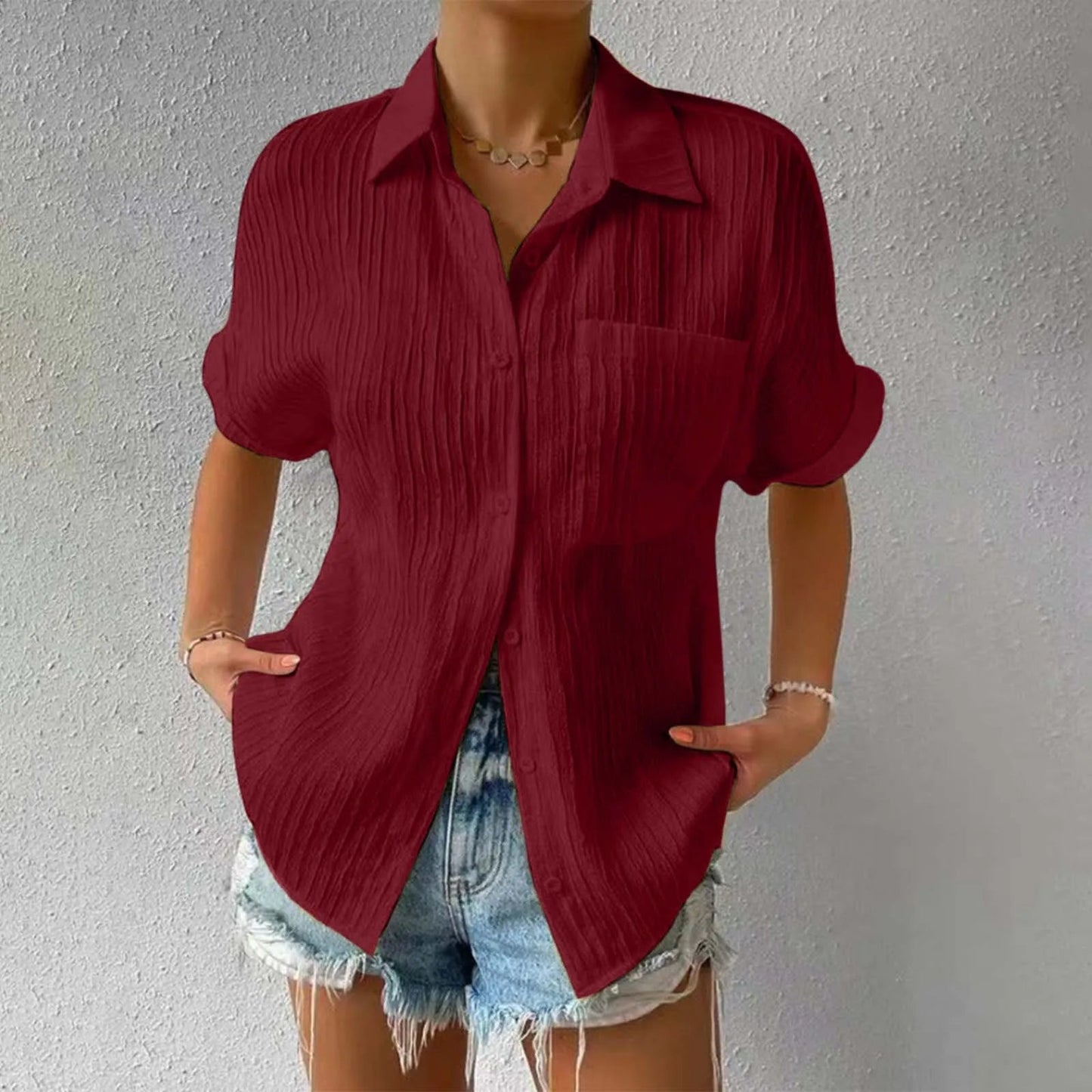 Minimalist Buttoned Blouse for Women