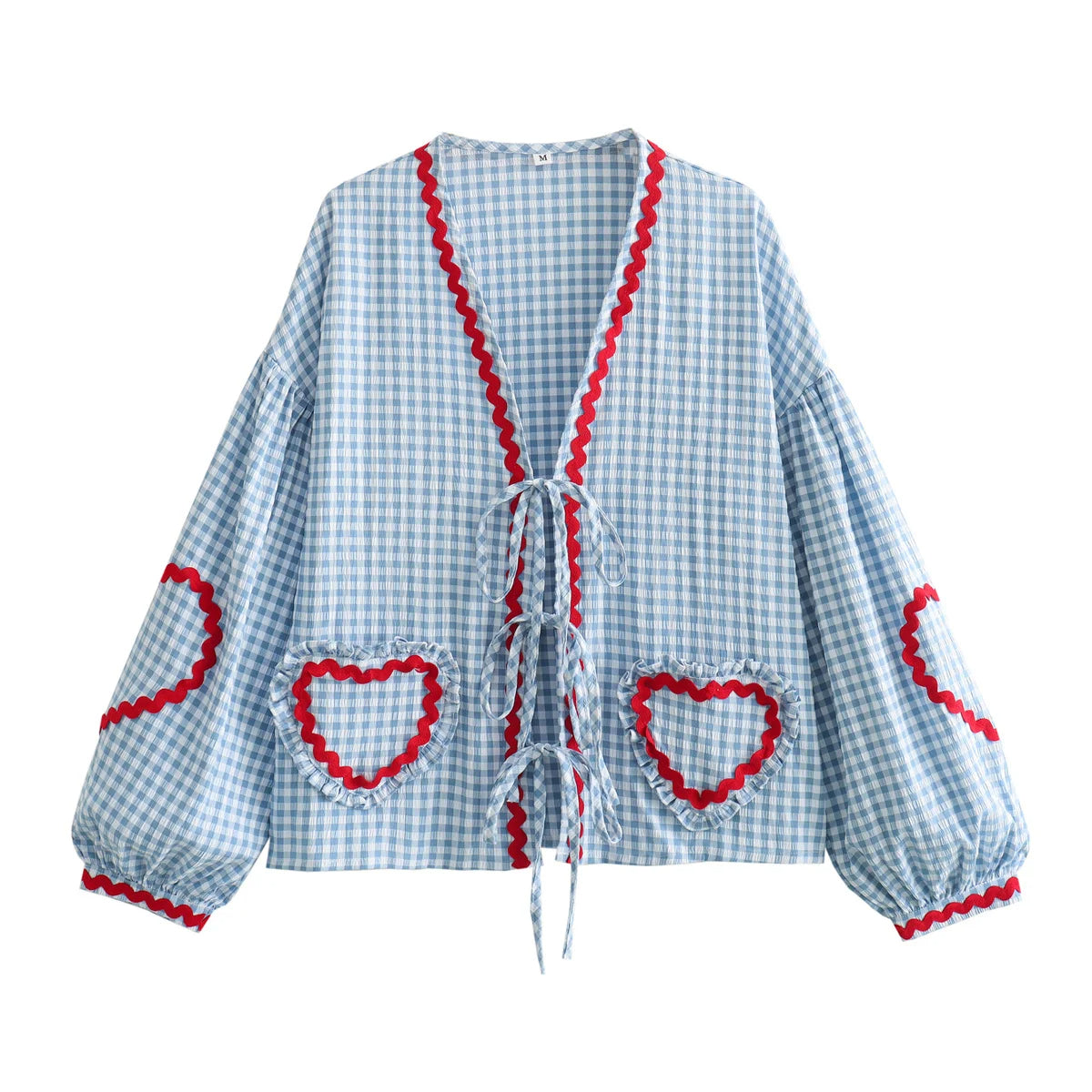 Chic Vintage Heart Pocket Blouse for Women