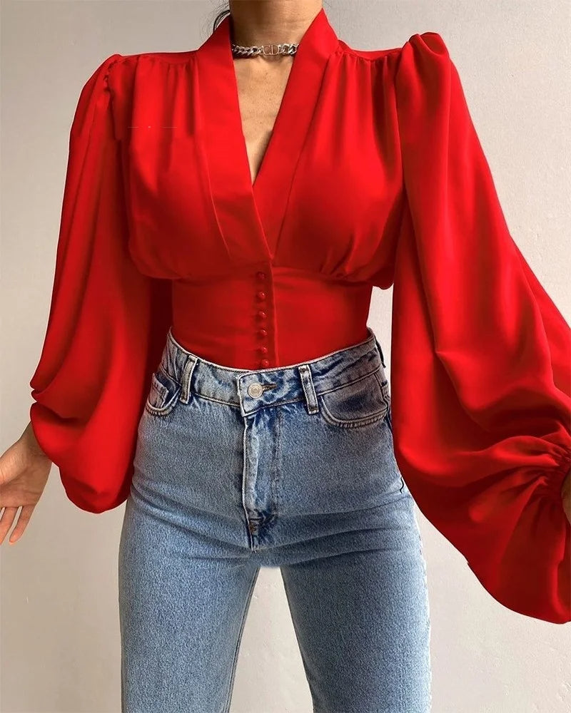 Elegant Lantern Sleeve Blouse for Women