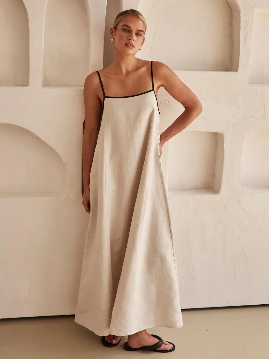 Ivyshape | Minimalist Linen Maxi Dress