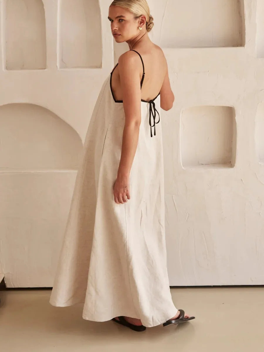 Ivyshape | Minimalist Linen Maxi Dress