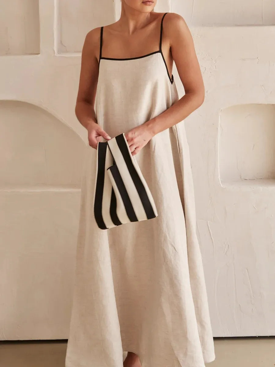 Ivyshape | Minimalist Linen Maxi Dress