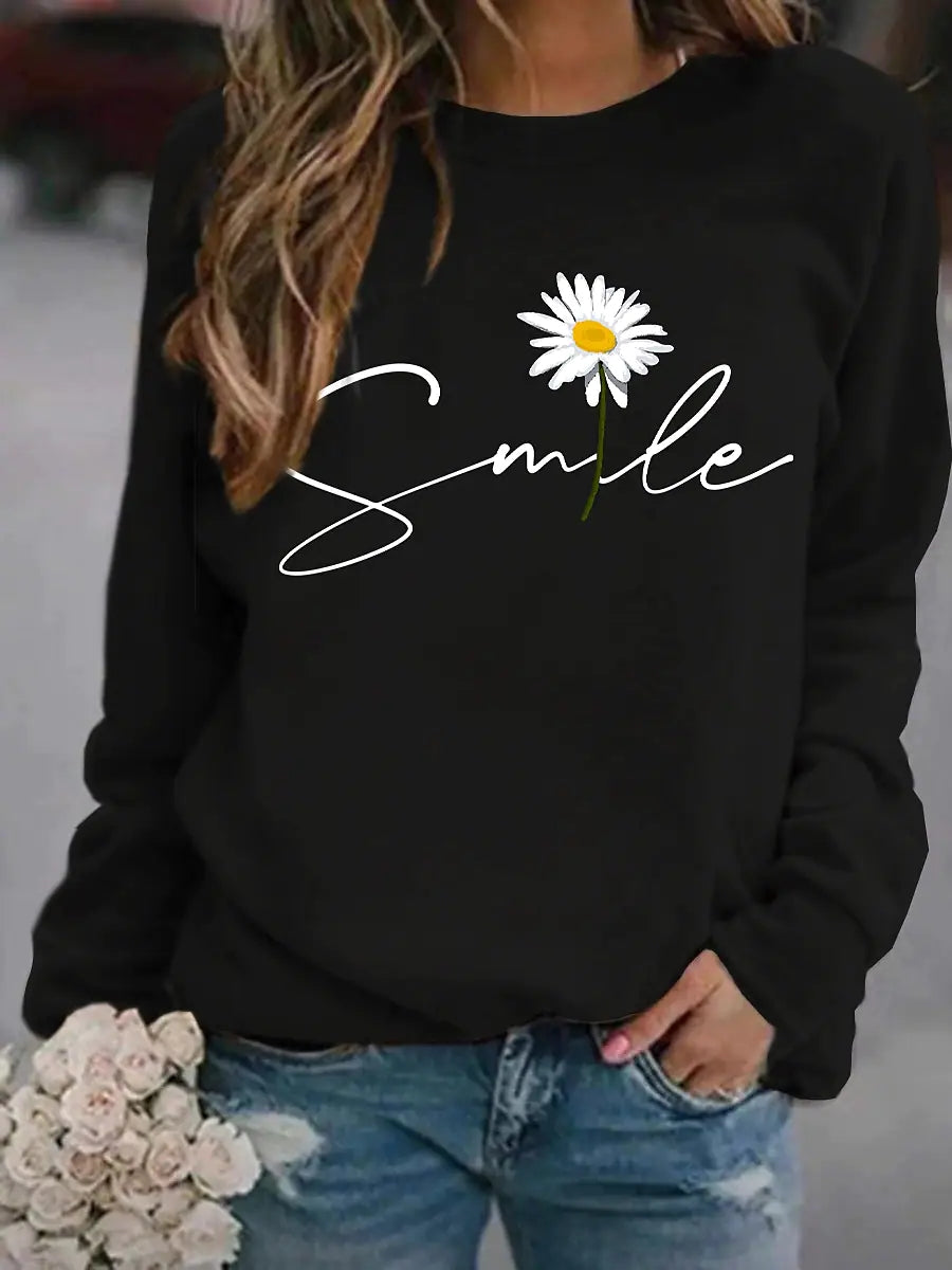 Ivyshape | Round Collar Jumper with Smile Print for Women