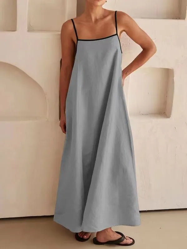 Ivyshape | Minimalist Linen Maxi Dress