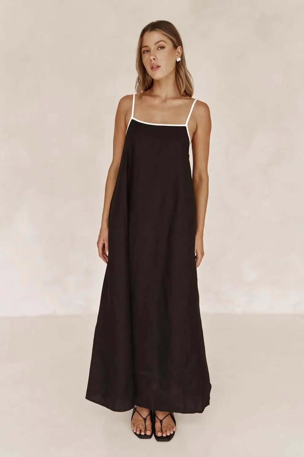 Ivyshape | Minimalist Linen Maxi Dress