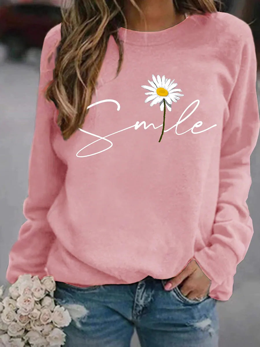 Ivyshape | Round Collar Jumper with Smile Print for Women