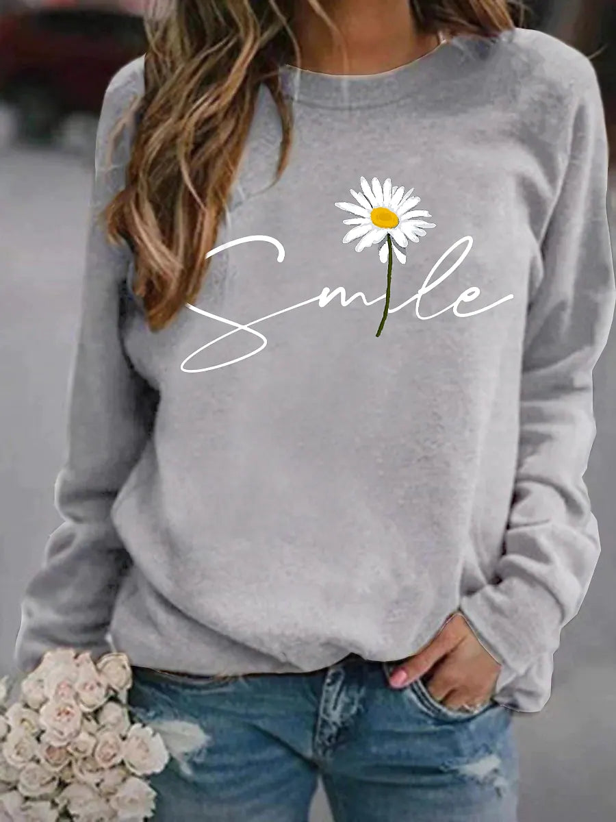 Ivyshape | Round Collar Jumper with Smile Print for Women