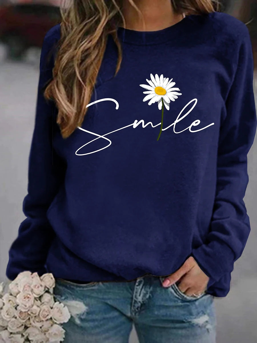 Ivyshape | Round Collar Jumper with Smile Print for Women