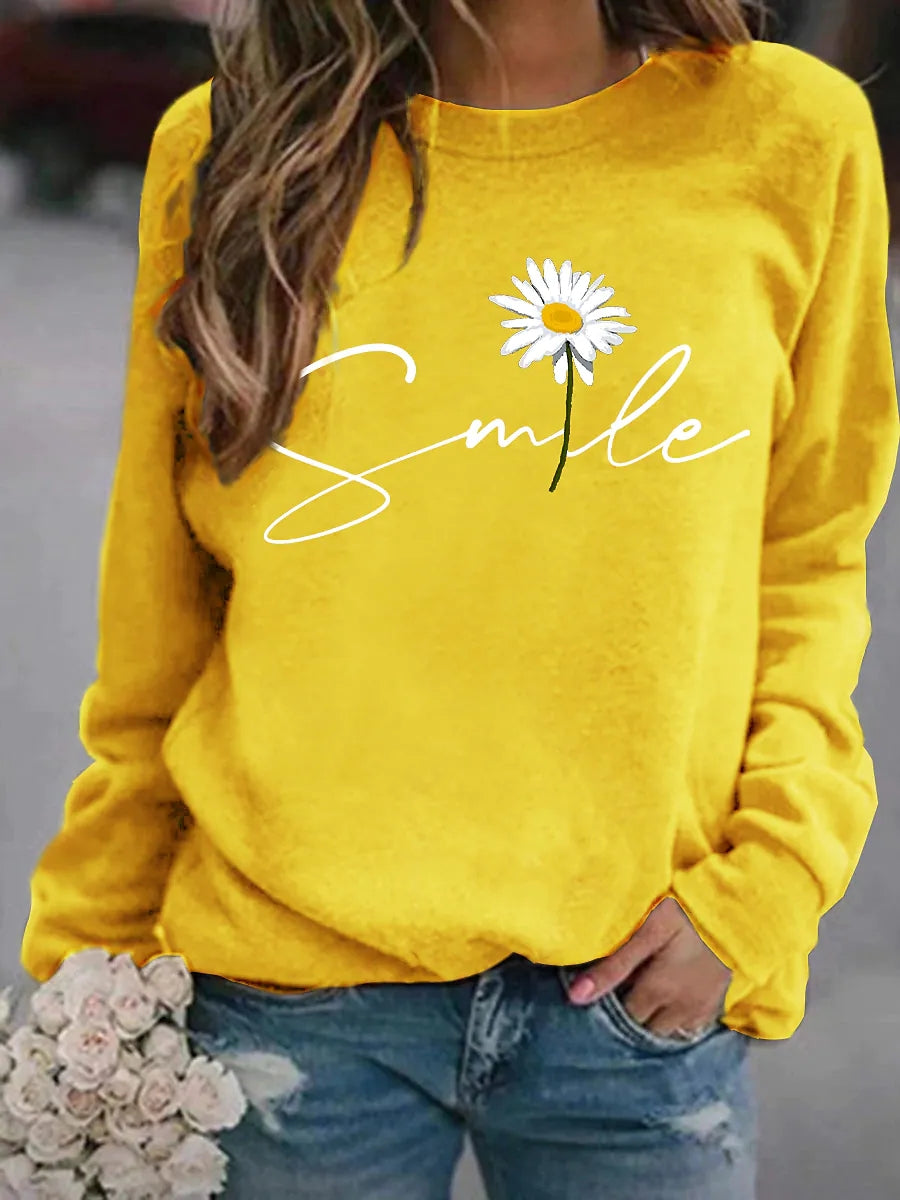 Ivyshape | Round Collar Jumper with Smile Print for Women