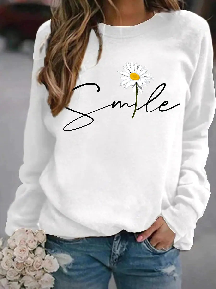 Ivyshape | Round Collar Jumper with Smile Print for Women