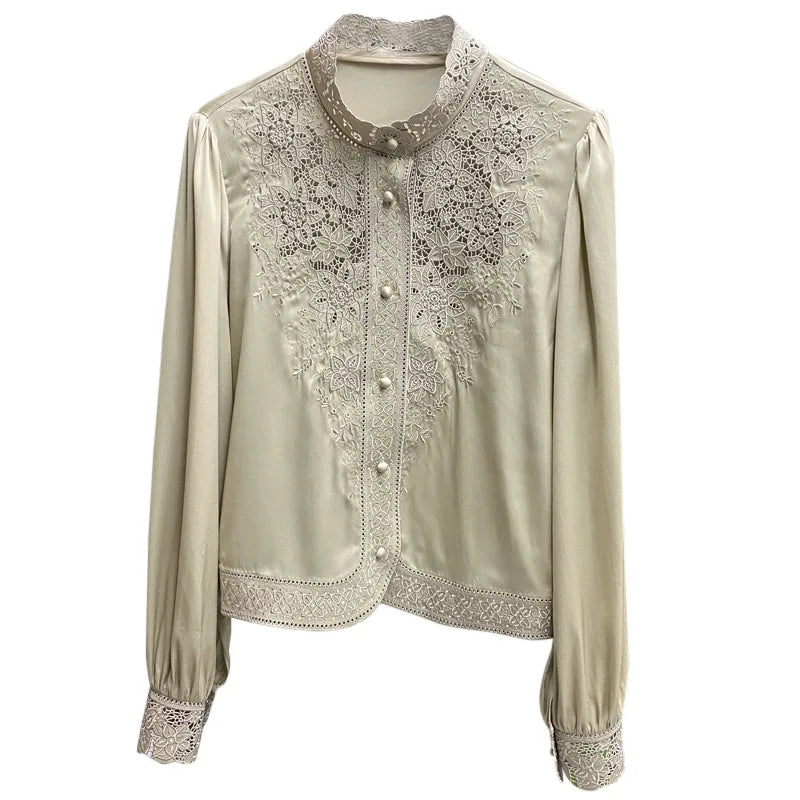 Fashionable Embroidered Long Sleeve Blouse for Women