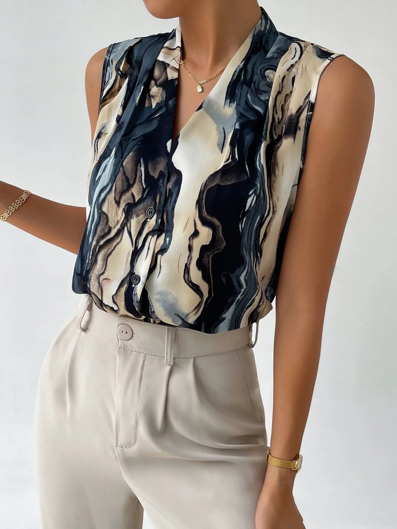 Modern Marble Print Blouse for Women