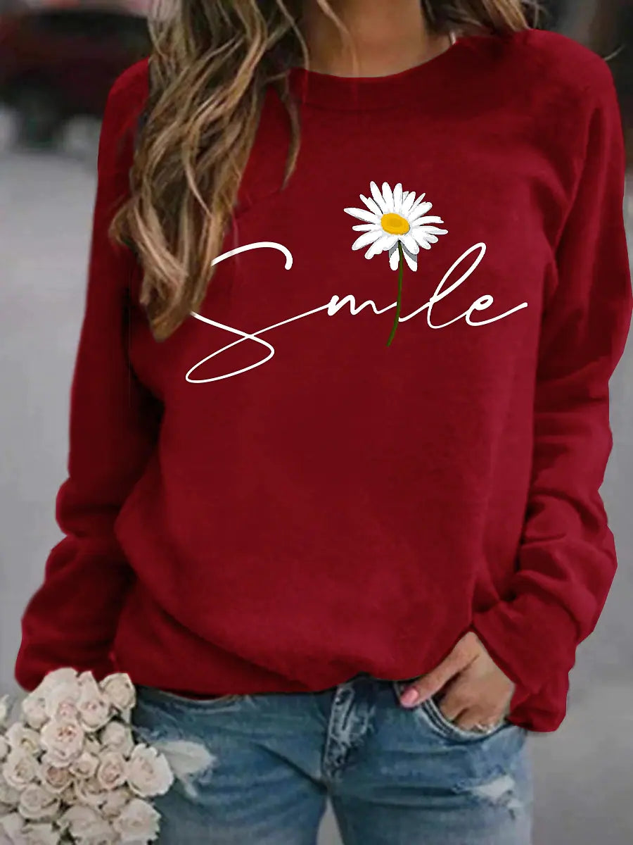 Ivyshape | Round Collar Jumper with Smile Print for Women