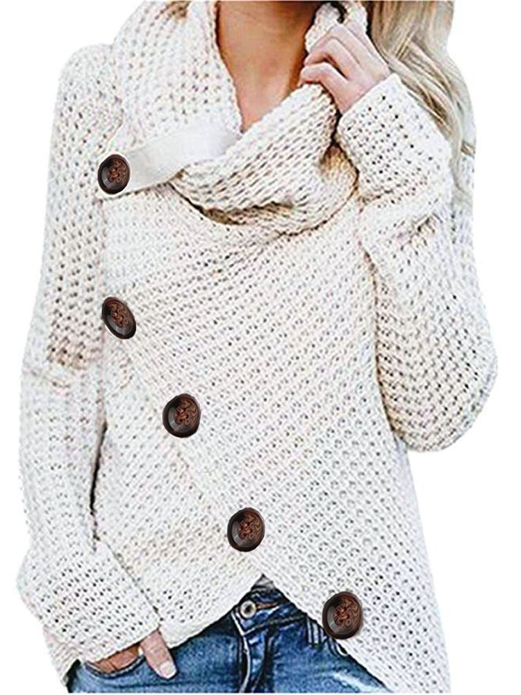 Ivyshape | Wool Knitted Buttoned Jumper for Women