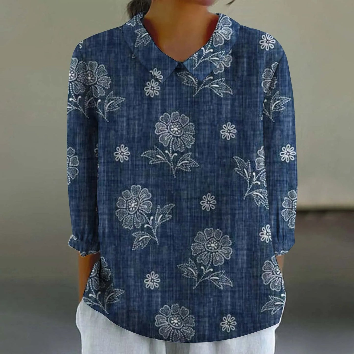 Retro Print Casual Blouse for Women (3XL)