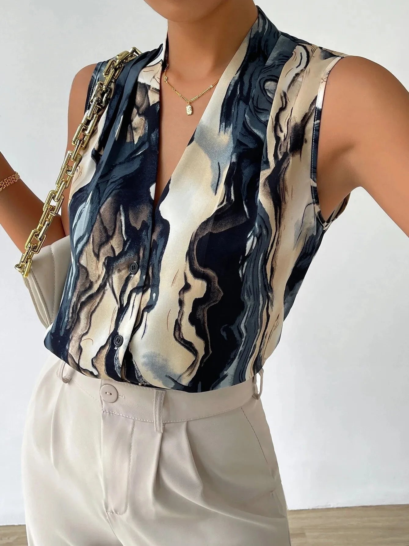 Modern Marble Print Blouse for Women