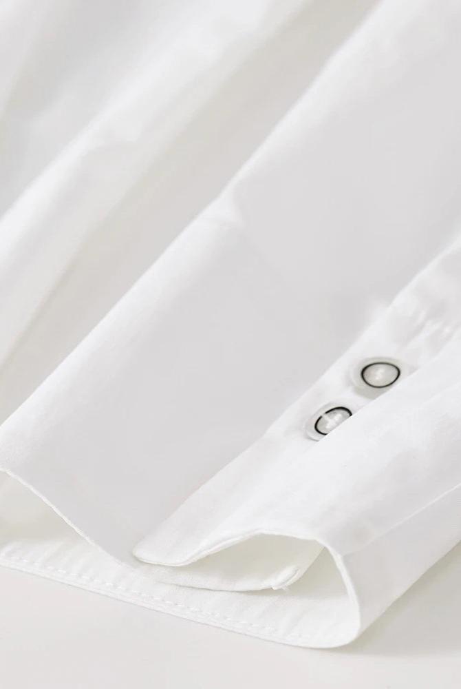 Simple Polo Collar White Blouse for Women