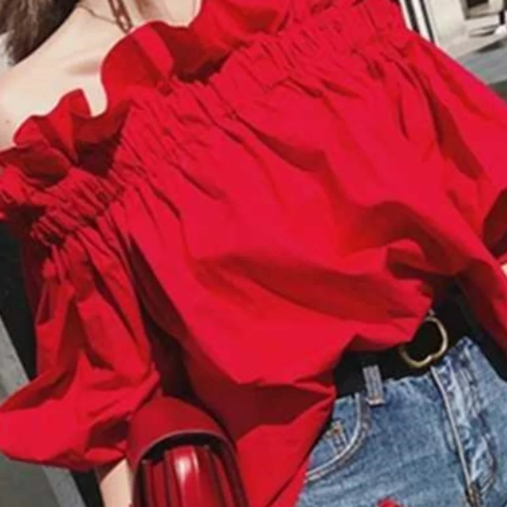 Elegant Off-Shoulder Ruffled Top for Women