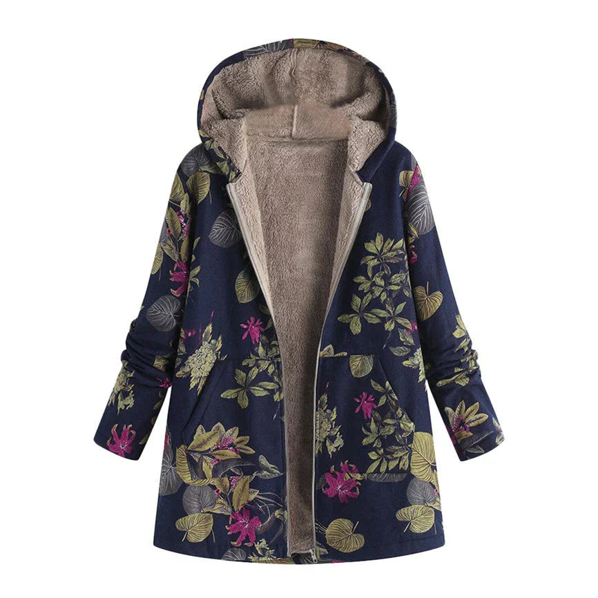 Ivyshape | Winter Coat with Vintage Pattern for Women