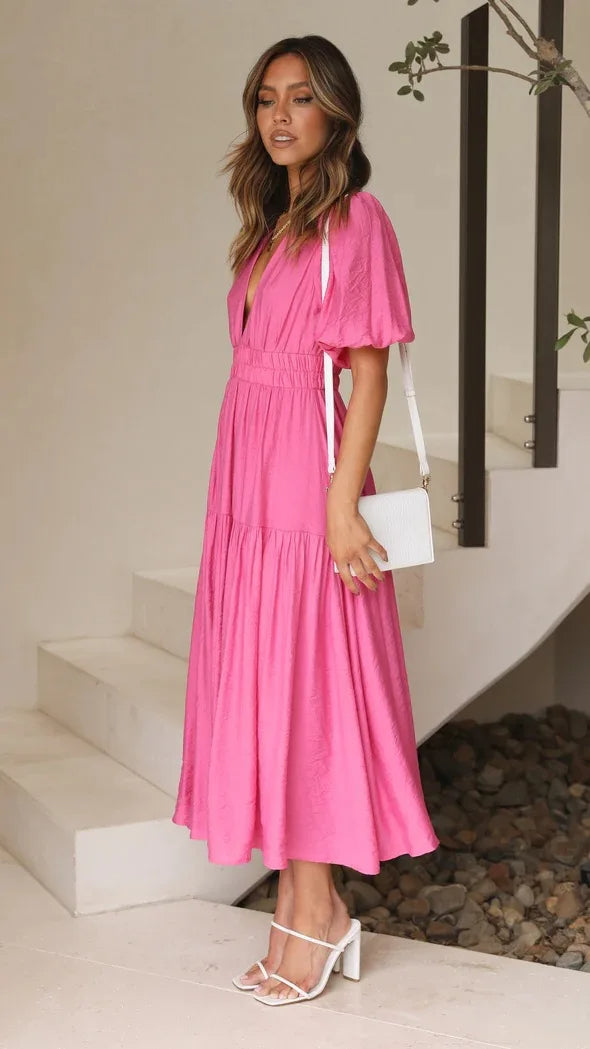 Ivyshape | Puff Sleeve Maxi Dress