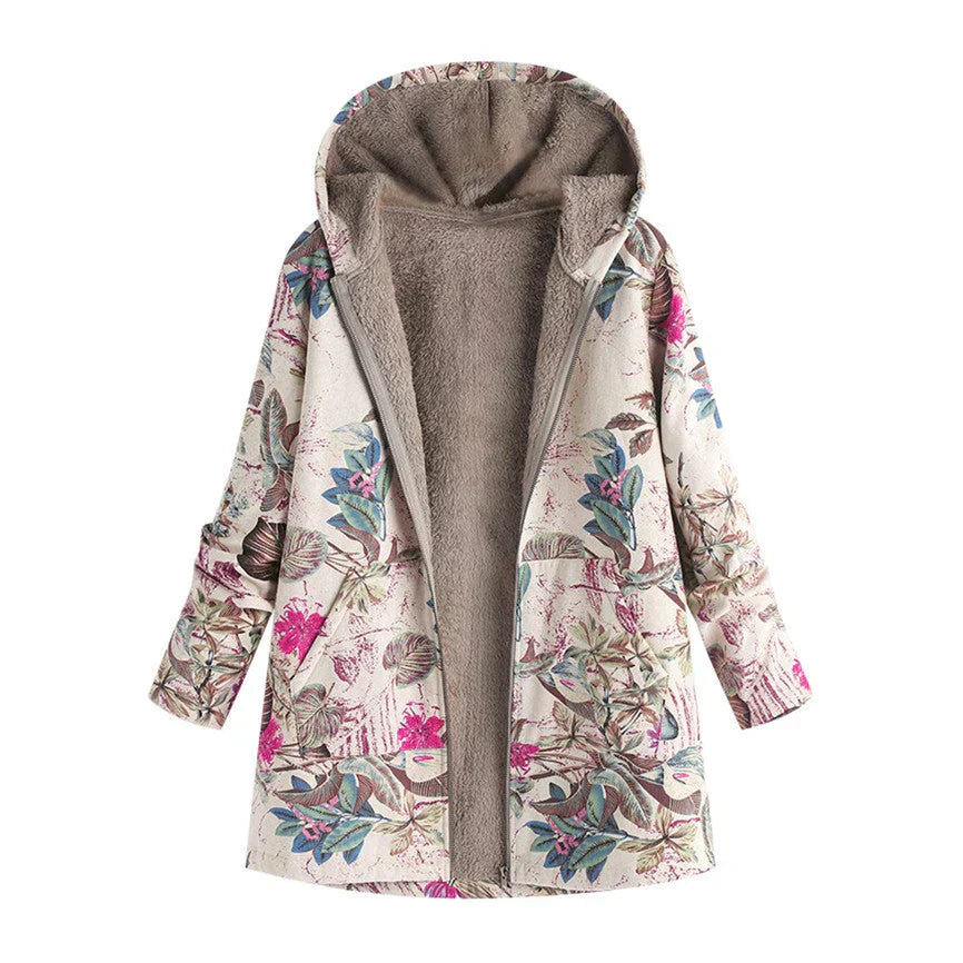 Ivyshape | Winter Coat with Vintage Pattern for Women